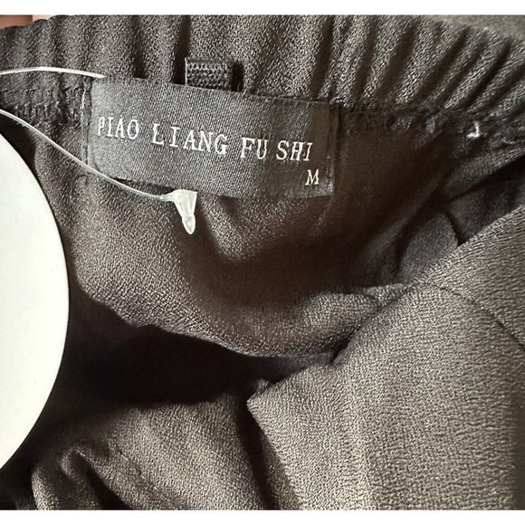 Piao Liang Fu Shi Strapless Romper With Skirt Black Size M Faux Metal Belt - Picture 6 of 8